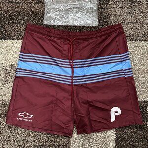 NWOT Phillies (2XL) Men's Board Shorts Red Powder Blue Retro Throwback Giveaway